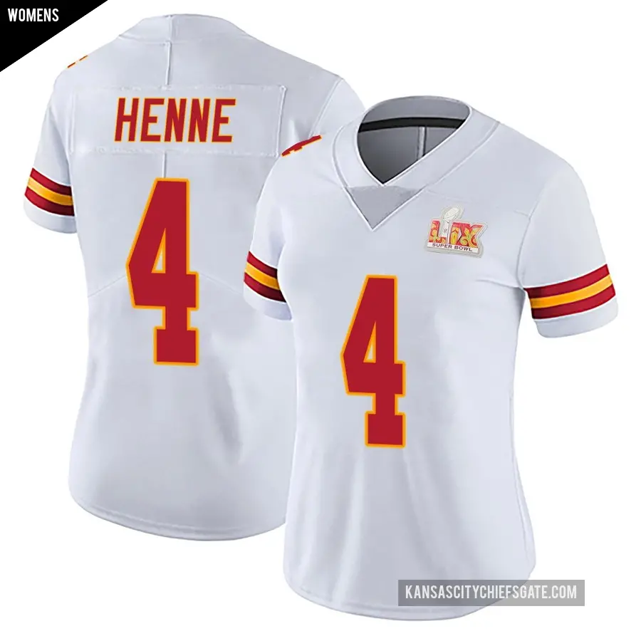 Women's Kansas City Chiefs ＃4 Chad Henne White Limited Vapor Untouchable Super Bowl LIX Jersey