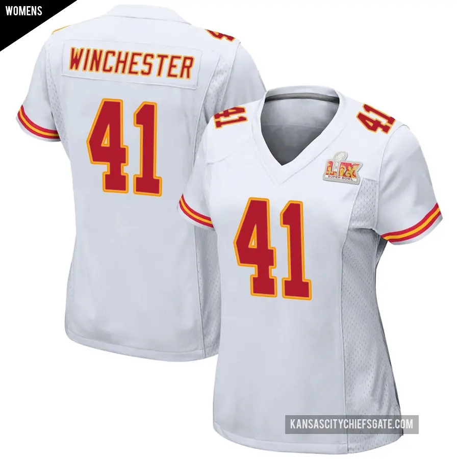 Women's Kansas City Chiefs ＃41 James Winchester White Game Super Bowl LIX Jersey