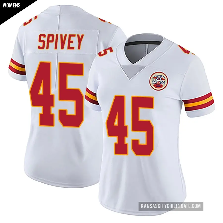 Women's Kansas City Chiefs ＃45 Geor'Quarius Spivey White Limited Vapor Untouchable Jersey