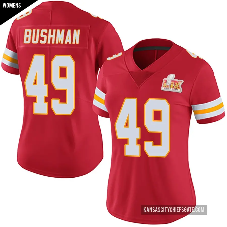 Women's Kansas City Chiefs ＃49 Matt Bushman Red Limited Team Color Vapor Untouchable Super Bowl LIX Jersey