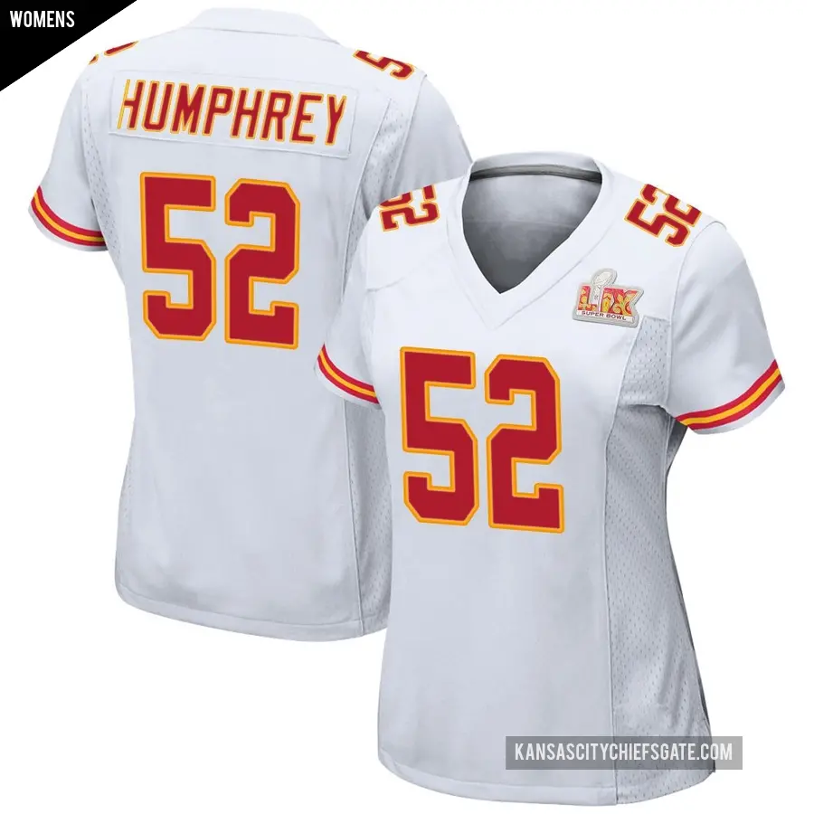 Women's Kansas City Chiefs ＃52 Creed Humphrey White Game Super Bowl LIX Jersey