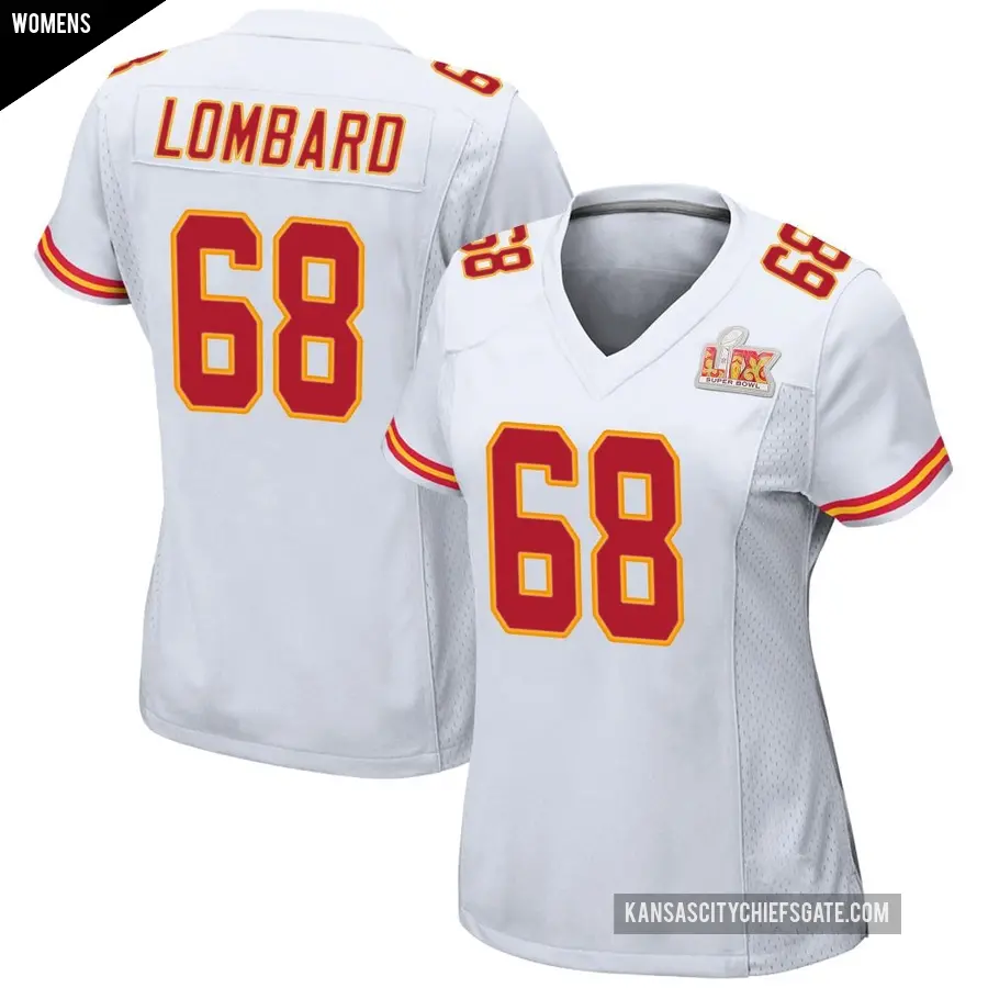 Women's Kansas City Chiefs ＃68 Joey Lombard White Game Super Bowl LIX Jersey