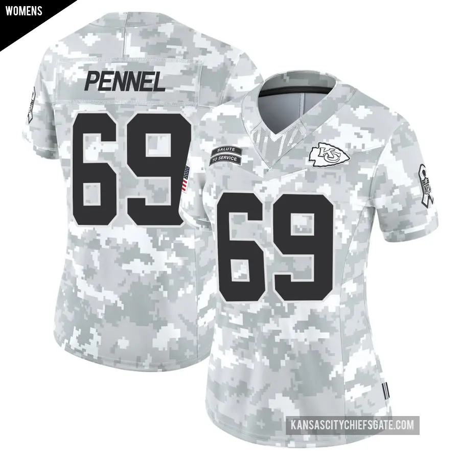 Women's Kansas City Chiefs ＃69 Mike Pennel Arctic Camo Limited 2024 Salute to Service Jersey