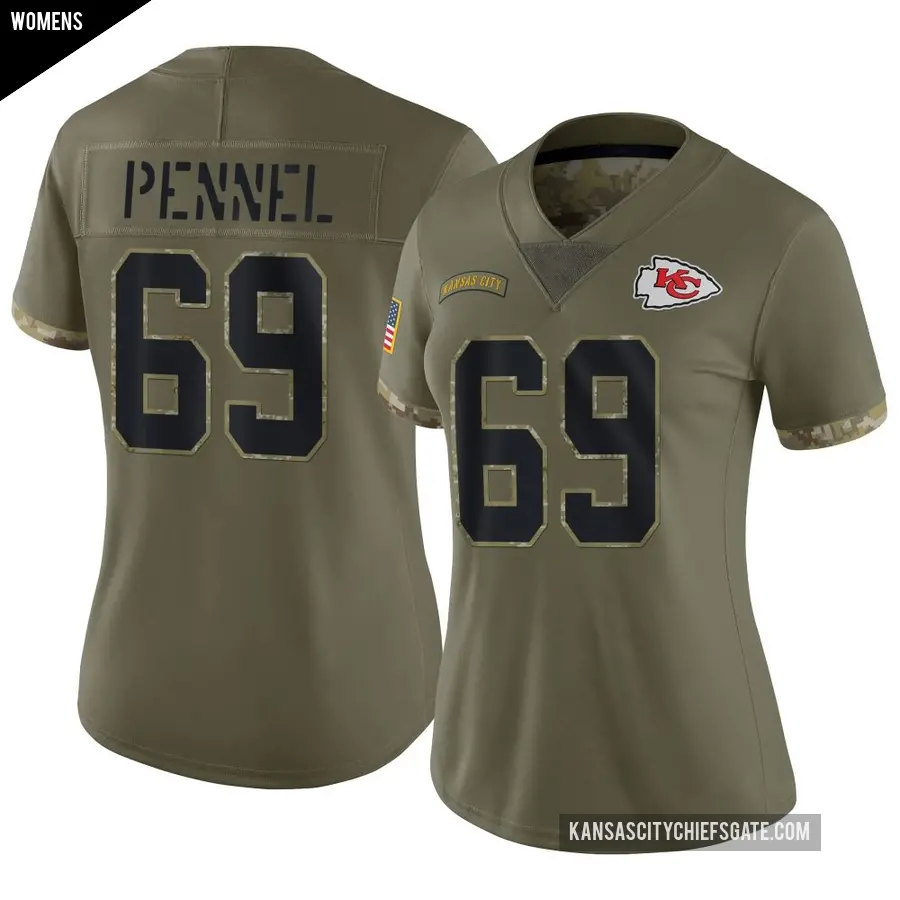 Women's Kansas City Chiefs ＃69 Mike Pennel Olive Limited 2022 Salute To Service Jersey