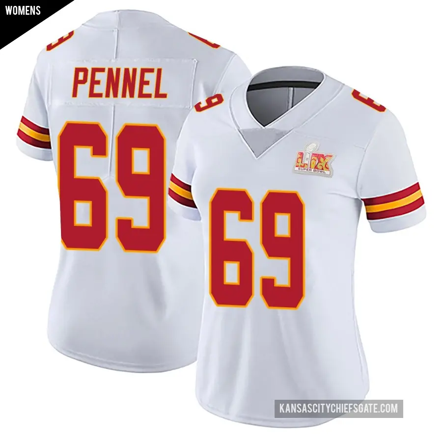 Women's Kansas City Chiefs ＃69 Mike Pennel White Limited Vapor Untouchable Super Bowl LIX Jersey