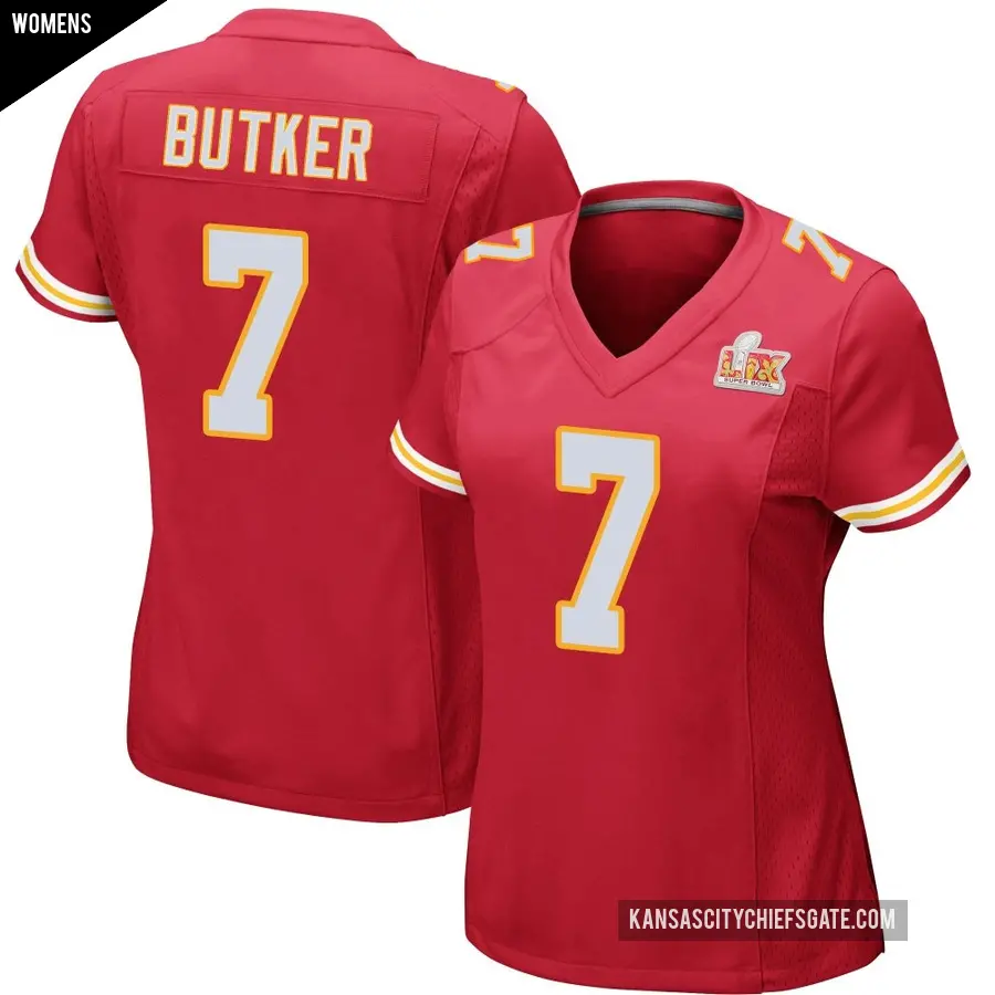 Women's Kansas City Chiefs ＃7 Harrison Butker Red Game Team Color Super Bowl LIX Jersey