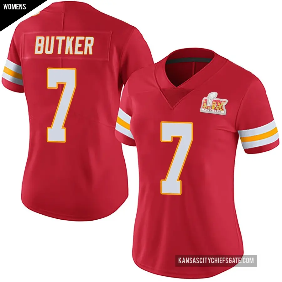 Women's Kansas City Chiefs ＃7 Harrison Butker Red Limited Team Color Vapor Untouchable Super Bowl LIX Jersey
