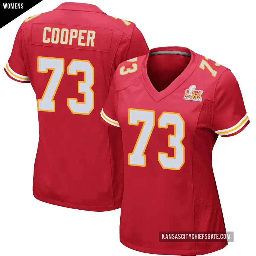 Women's Kansas City Chiefs ＃73 Dalton Cooper Red Game Team Color Super Bowl LIX Jersey