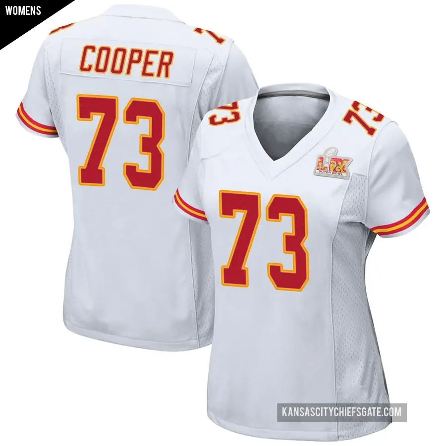 Women's Kansas City Chiefs ＃73 Dalton Cooper White Game Super Bowl LIX Jersey