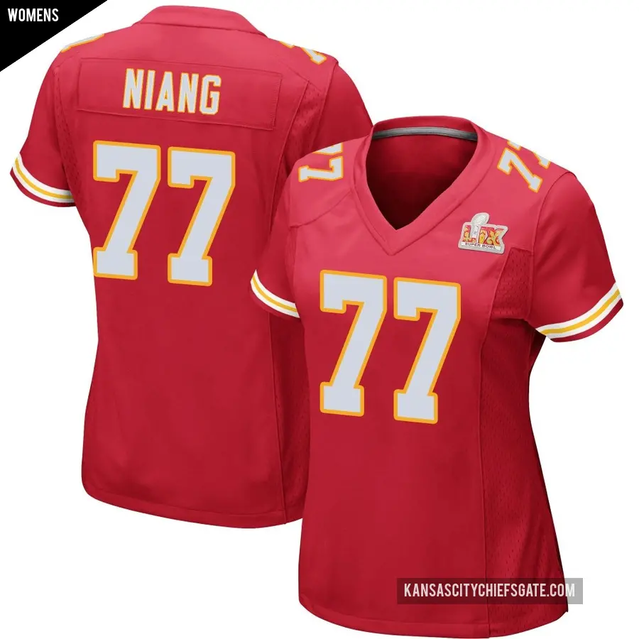 Women's Kansas City Chiefs ＃77 Lucas Niang Red Game Team Color Super Bowl LIX Jersey