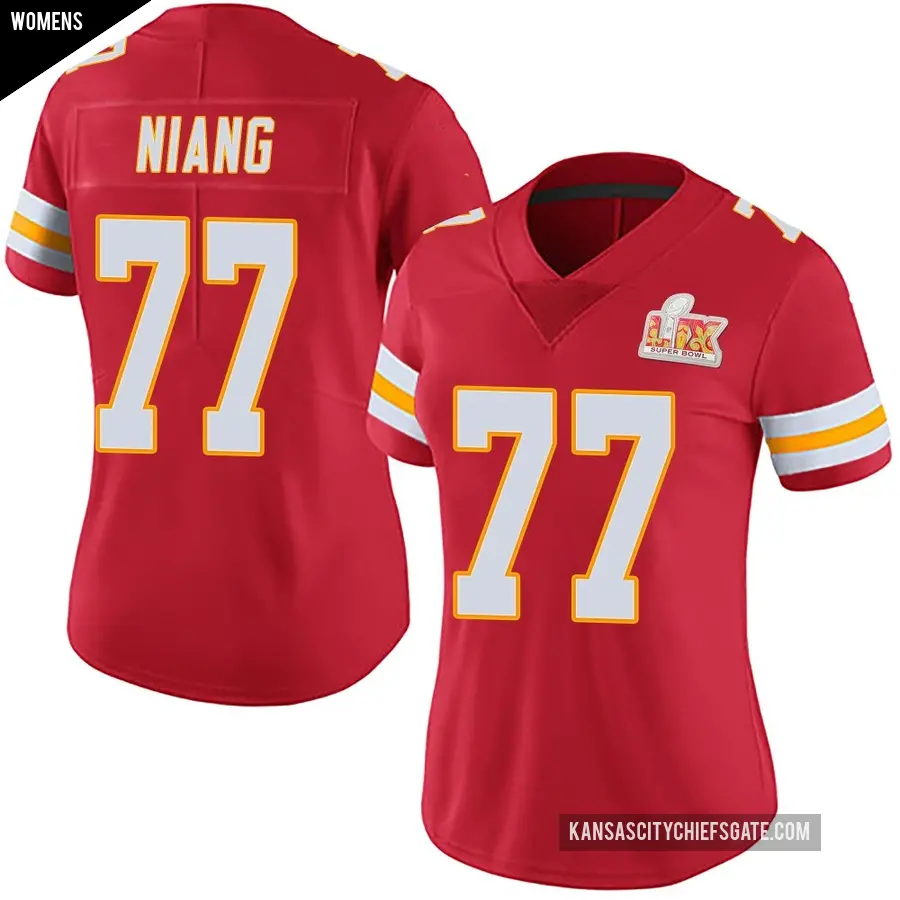 Women's Kansas City Chiefs ＃77 Lucas Niang Red Limited Team Color Vapor Untouchable Super Bowl LIX Jersey