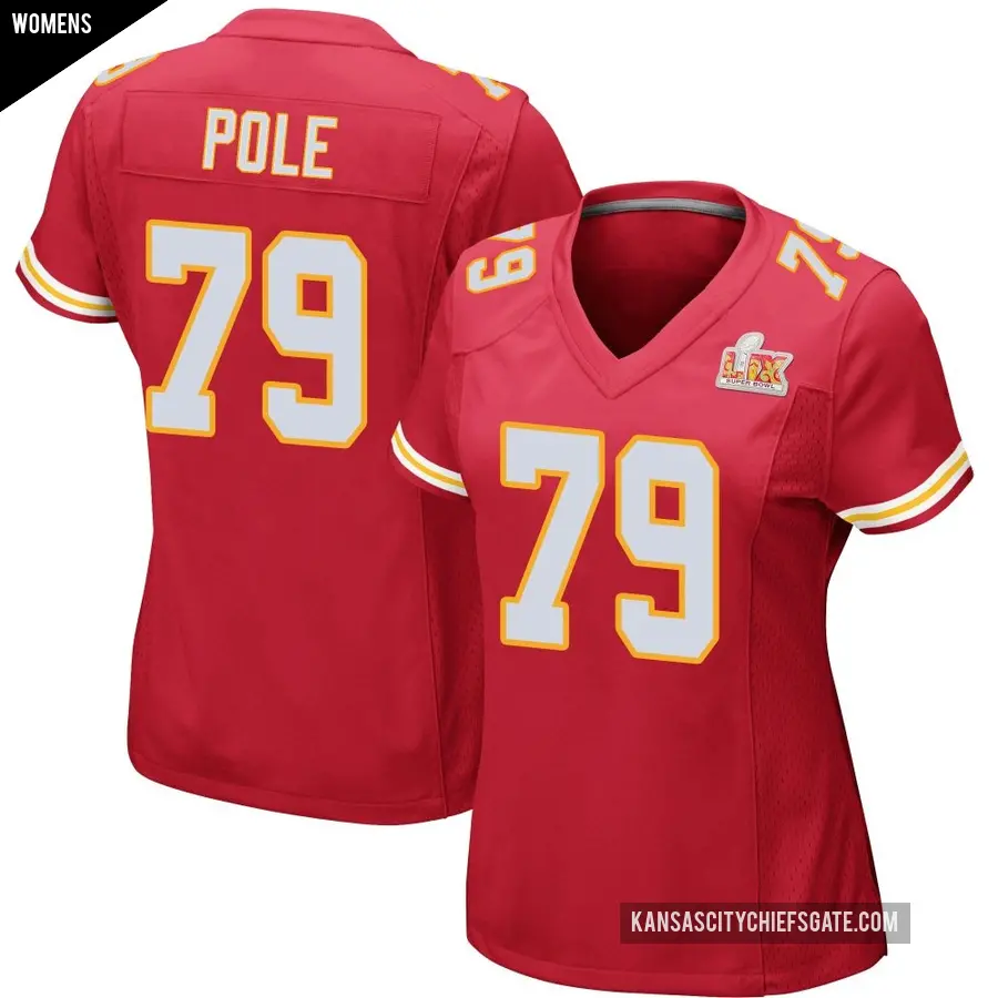 Women's Kansas City Chiefs ＃79 Esa Pole Red Game Team Color Super Bowl LIX Jersey