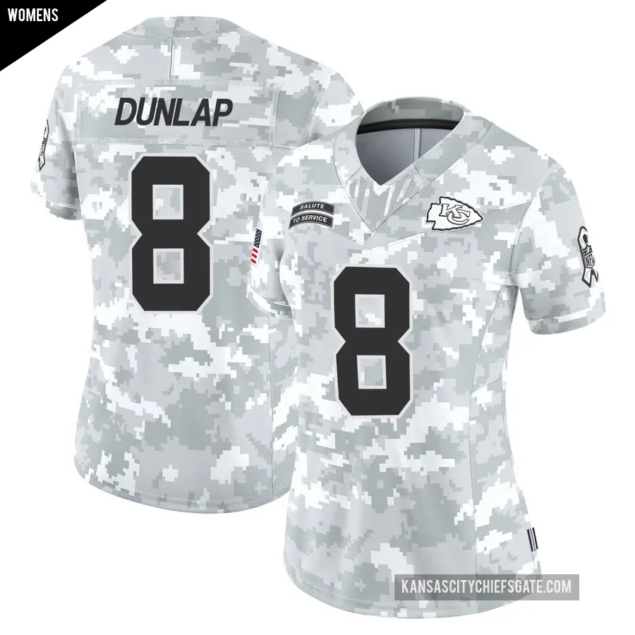 Women's Kansas City Chiefs ＃8 Carlos Dunlap Arctic Camo Limited 2024 Salute to Service Jersey