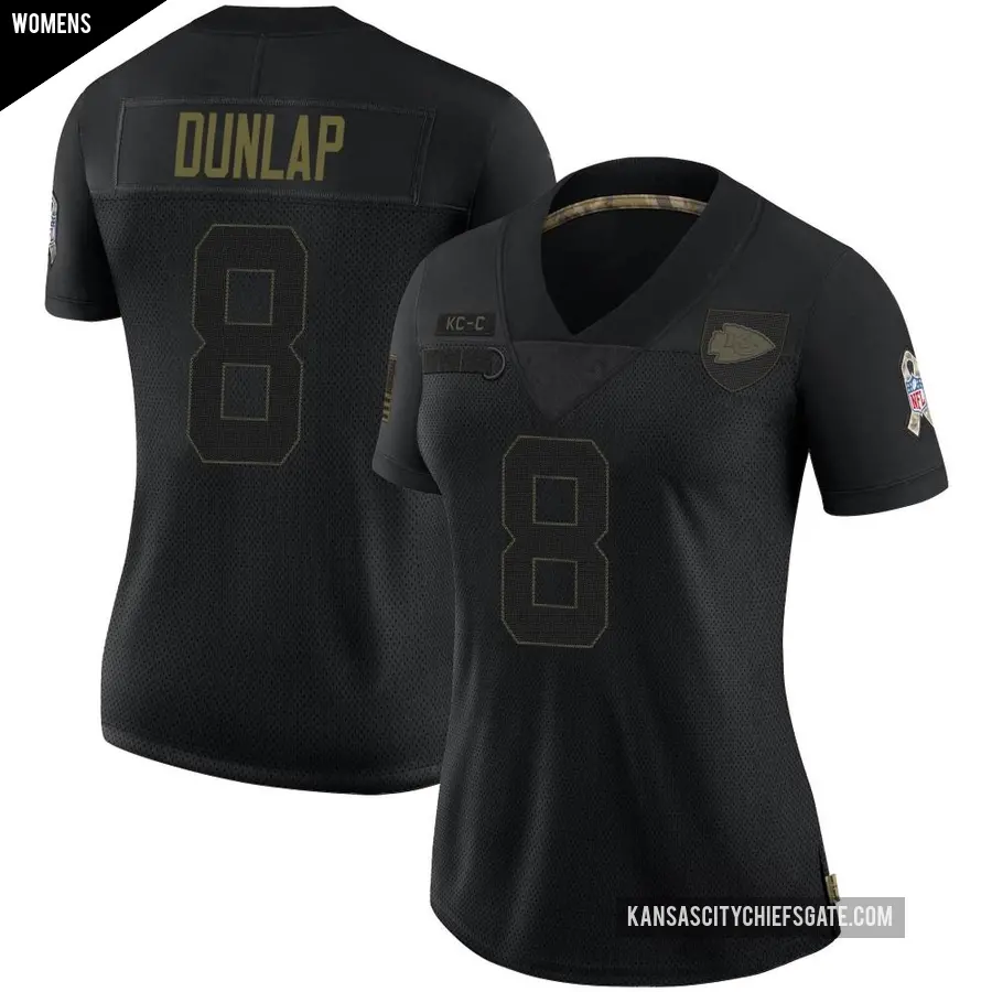 Women's Kansas City Chiefs ＃8 Carlos Dunlap Black Limited 2020 Salute To Service Jersey