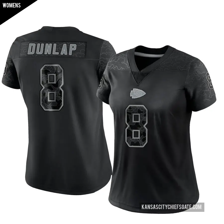 Women's Kansas City Chiefs ＃8 Carlos Dunlap Black Limited Reflective Jersey
