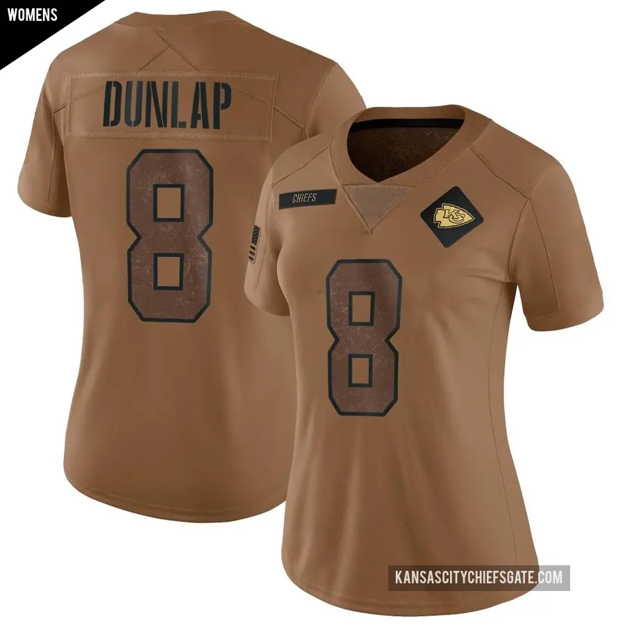 Women's Kansas City Chiefs ＃8 Carlos Dunlap Brown Limited 2023 Salute To Service Jersey