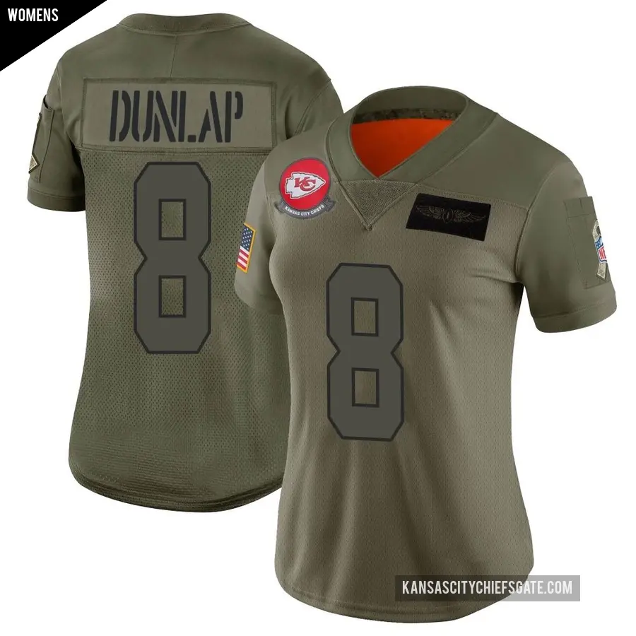 Women's Kansas City Chiefs ＃8 Carlos Dunlap Camo Limited 2019 Salute to Service Jersey