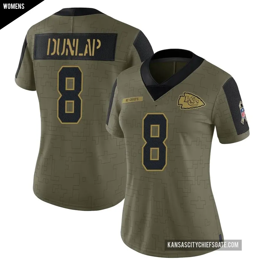 Women's Kansas City Chiefs ＃8 Carlos Dunlap Olive Limited 2021 Salute To Service Jersey