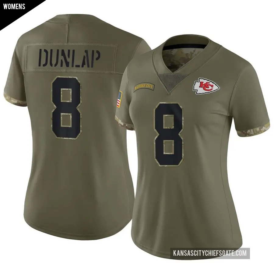 Women's Kansas City Chiefs ＃8 Carlos Dunlap Olive Limited 2022 Salute To Service Jersey