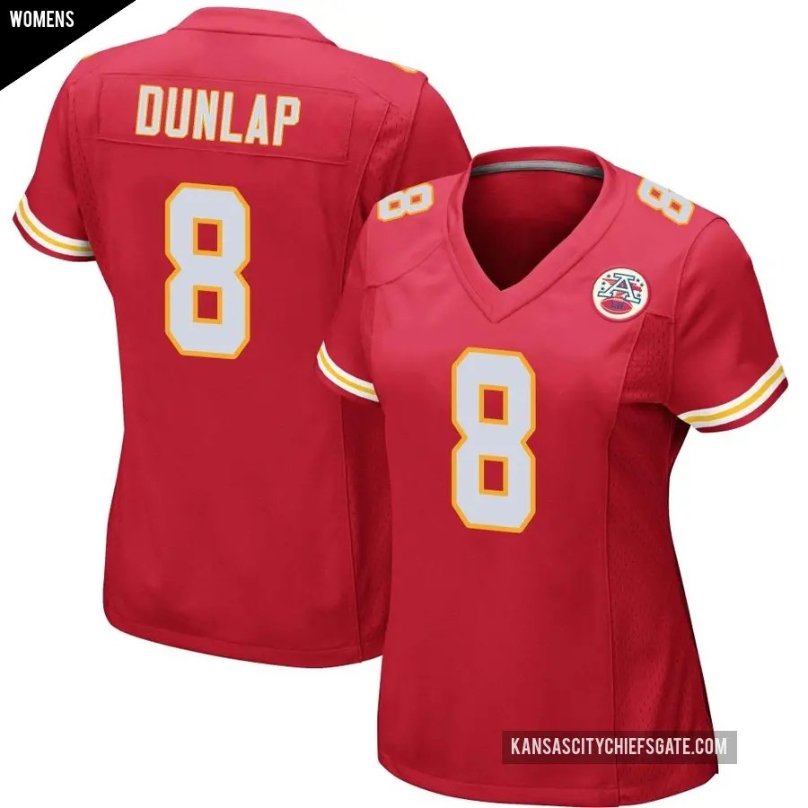 Women's Kansas City Chiefs ＃8 Carlos Dunlap Red Game Team Color Jersey