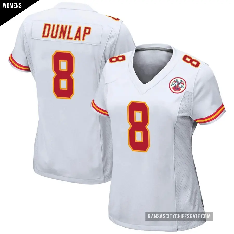 Women's Kansas City Chiefs ＃8 Carlos Dunlap White Game Jersey