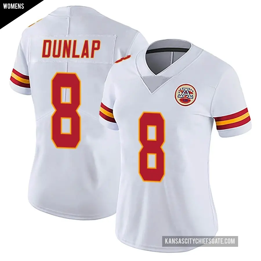 Women's Kansas City Chiefs ＃8 Carlos Dunlap White Limited Vapor Untouchable Jersey