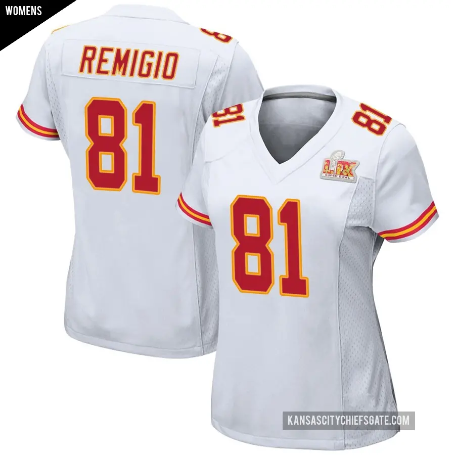 Women's Kansas City Chiefs ＃81 Nikko Remigio White Game Super Bowl LIX Jersey
