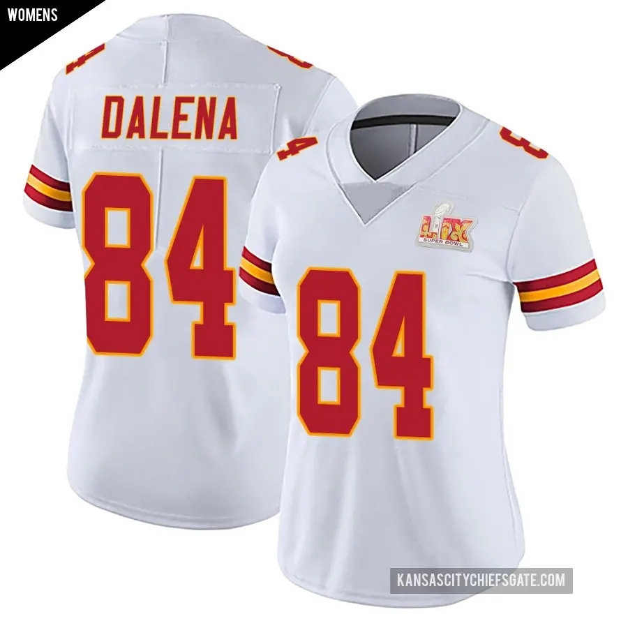 Women's Kansas City Chiefs ＃84 Mac Dalena White Limited Vapor Untouchable Super Bowl LIX Jersey