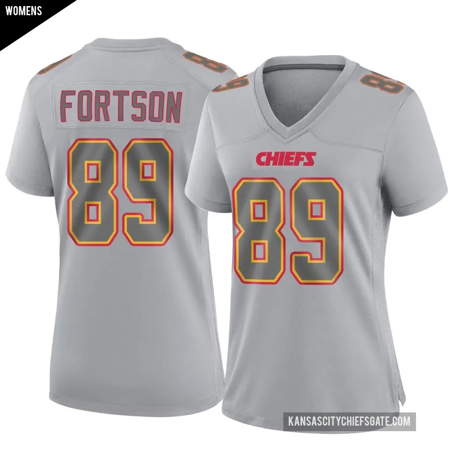 Women&#039;s Kansas City Chiefs &#65283;89 Jody Fortson Gray Game Atmosphere Fashion Jersey
