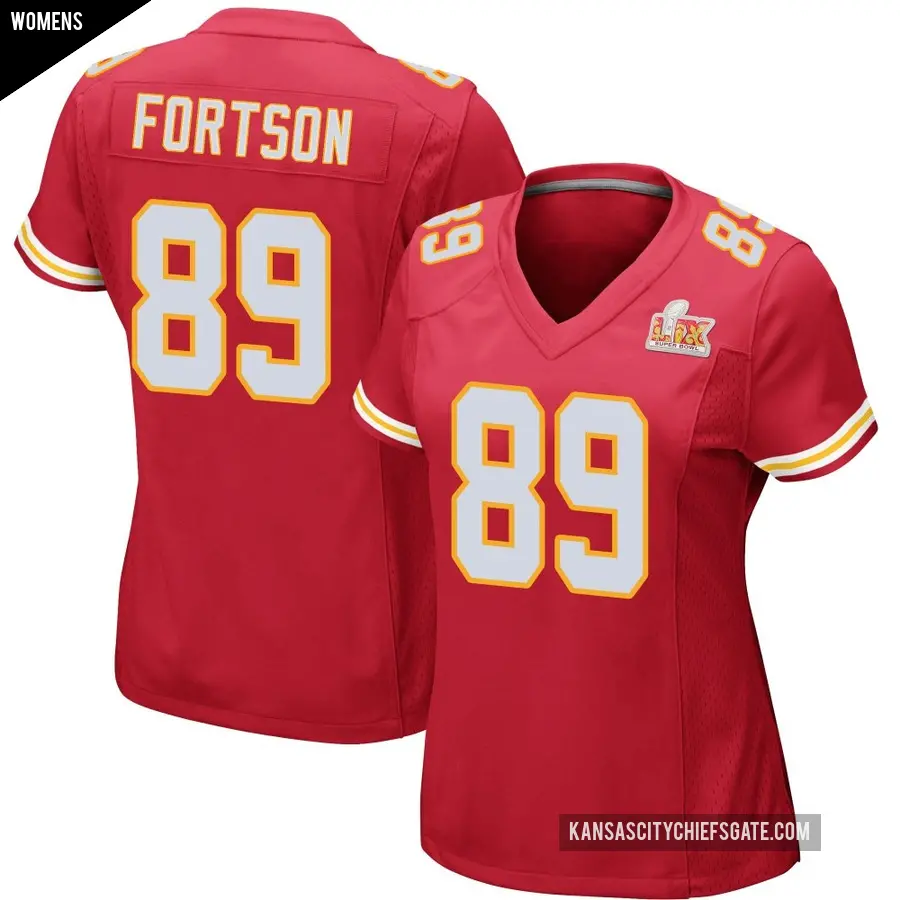 Women's Kansas City Chiefs ＃89 Jody Fortson Red Game Team Color Super Bowl LIX Jersey