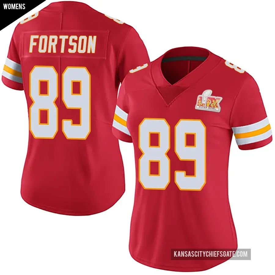 Women's Kansas City Chiefs ＃89 Jody Fortson Red Limited Team Color Vapor Untouchable Super Bowl LIX Jersey