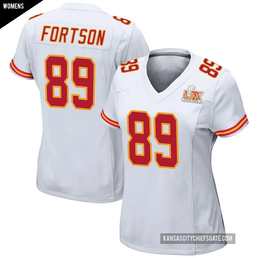 Women's Kansas City Chiefs ＃89 Jody Fortson White Game Super Bowl LIX Jersey
