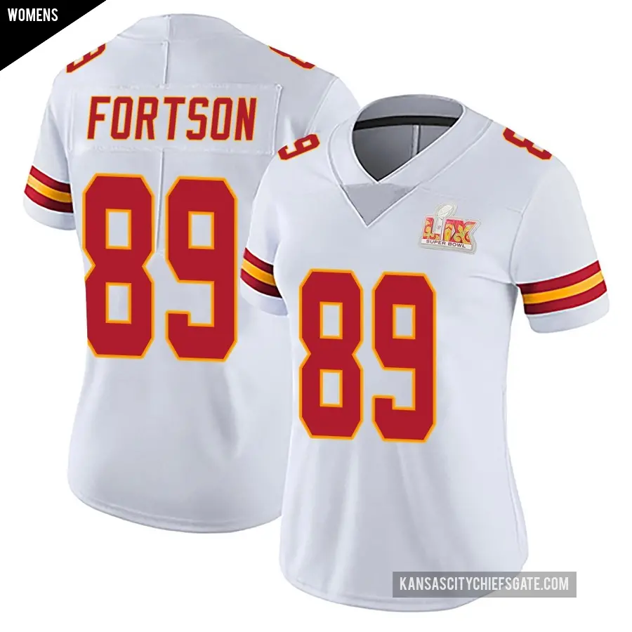 Women's Kansas City Chiefs ＃89 Jody Fortson White Limited Vapor Untouchable Super Bowl LIX Jersey