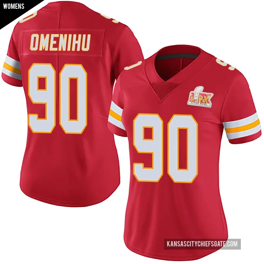 Women's Kansas City Chiefs ＃90 Charles Omenihu Red Limited Team Color Vapor Untouchable Super Bowl LIX Jersey