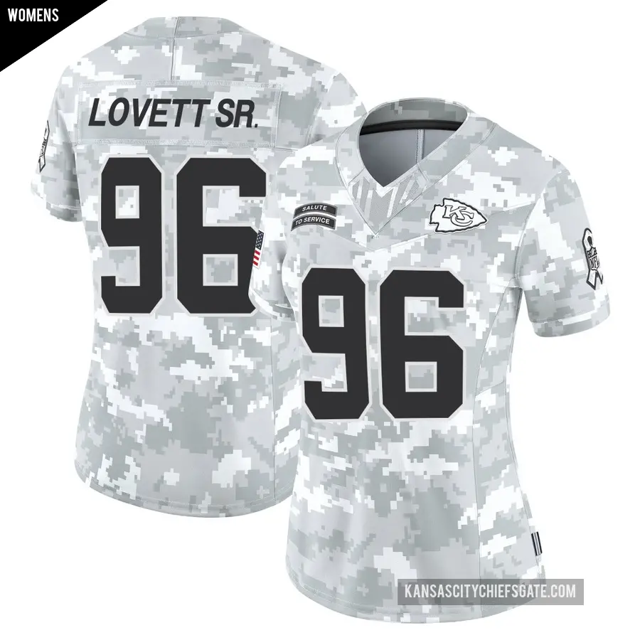 Women's Kansas City Chiefs ＃96 Fabien Lovett Sr. Arctic Camo Limited 2024 Salute to Service Jersey