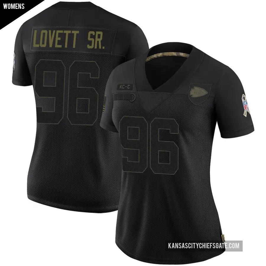 Women's Kansas City Chiefs ＃96 Fabien Lovett Sr. Black Limited 2020 Salute To Service Jersey