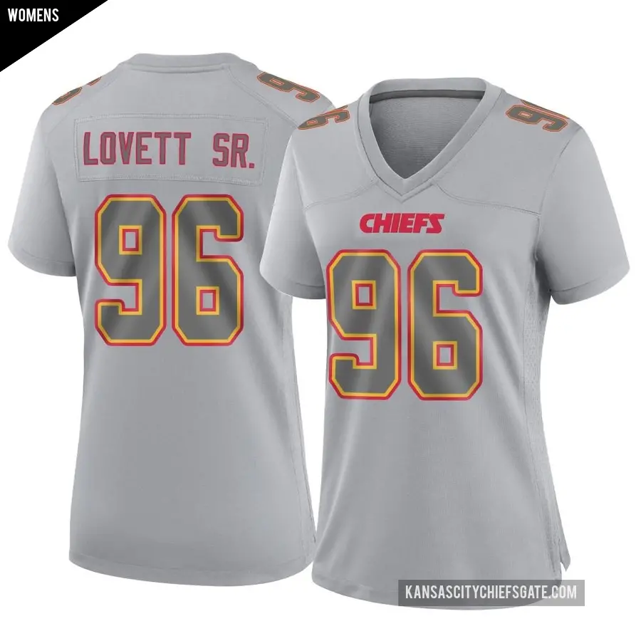 Women's Kansas City Chiefs ＃96 Fabien Lovett Sr. Gray Game Atmosphere Fashion Jersey