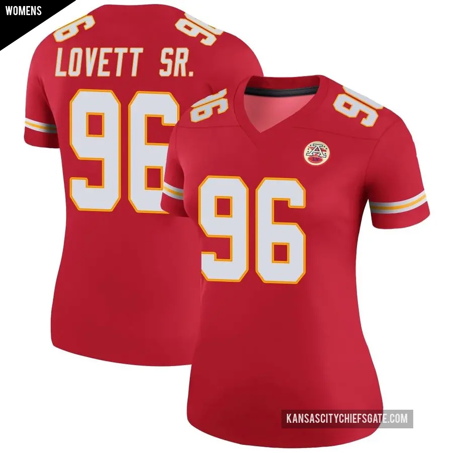 Women's Kansas City Chiefs ＃96 Fabien Lovett Sr. Red Legend Color Rush Jersey