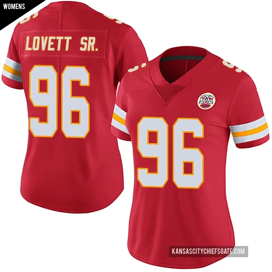 Women's Kansas City Chiefs ＃96 Fabien Lovett Sr. Red Limited Team Color Vapor Untouchable Jersey