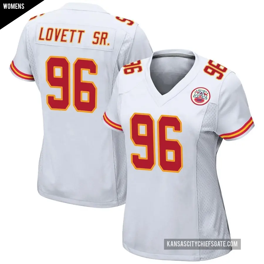 Women's Kansas City Chiefs ＃96 Fabien Lovett Sr. White Game Jersey