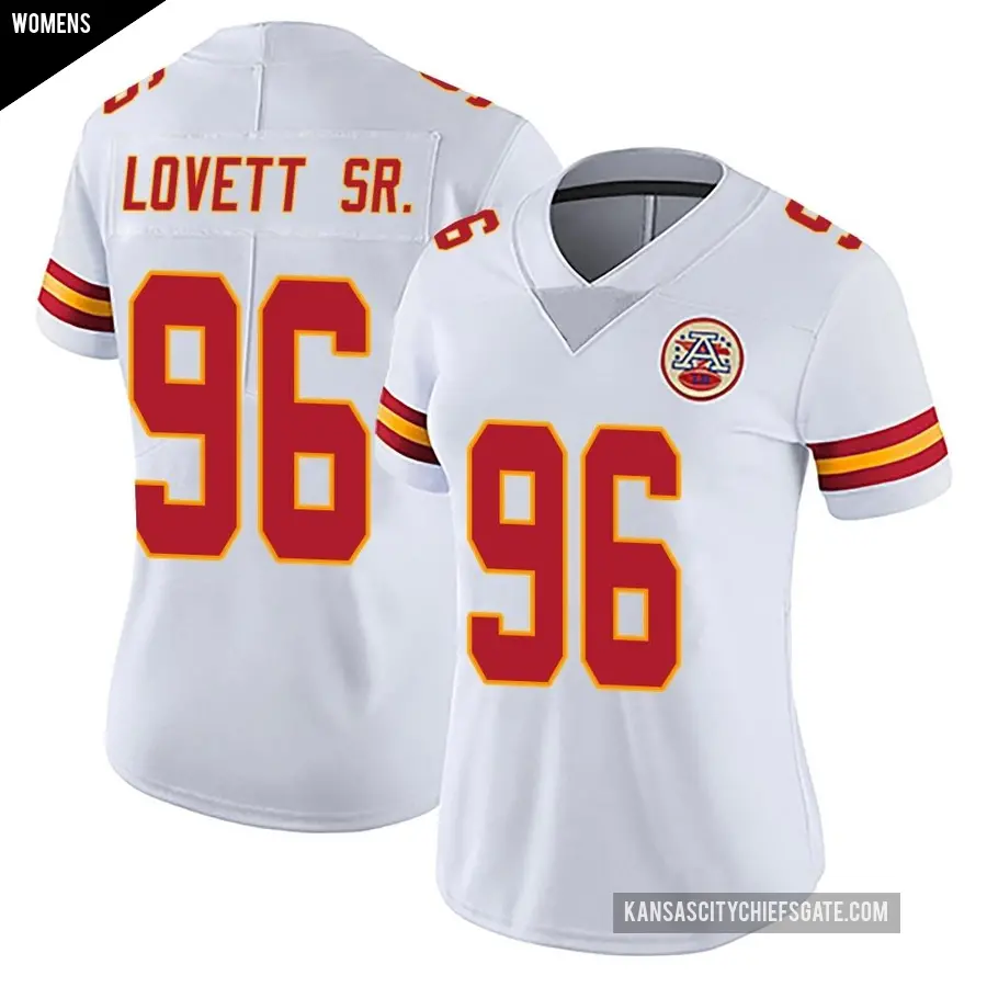 Women's Kansas City Chiefs ＃96 Fabien Lovett Sr. White Limited Vapor Untouchable Jersey