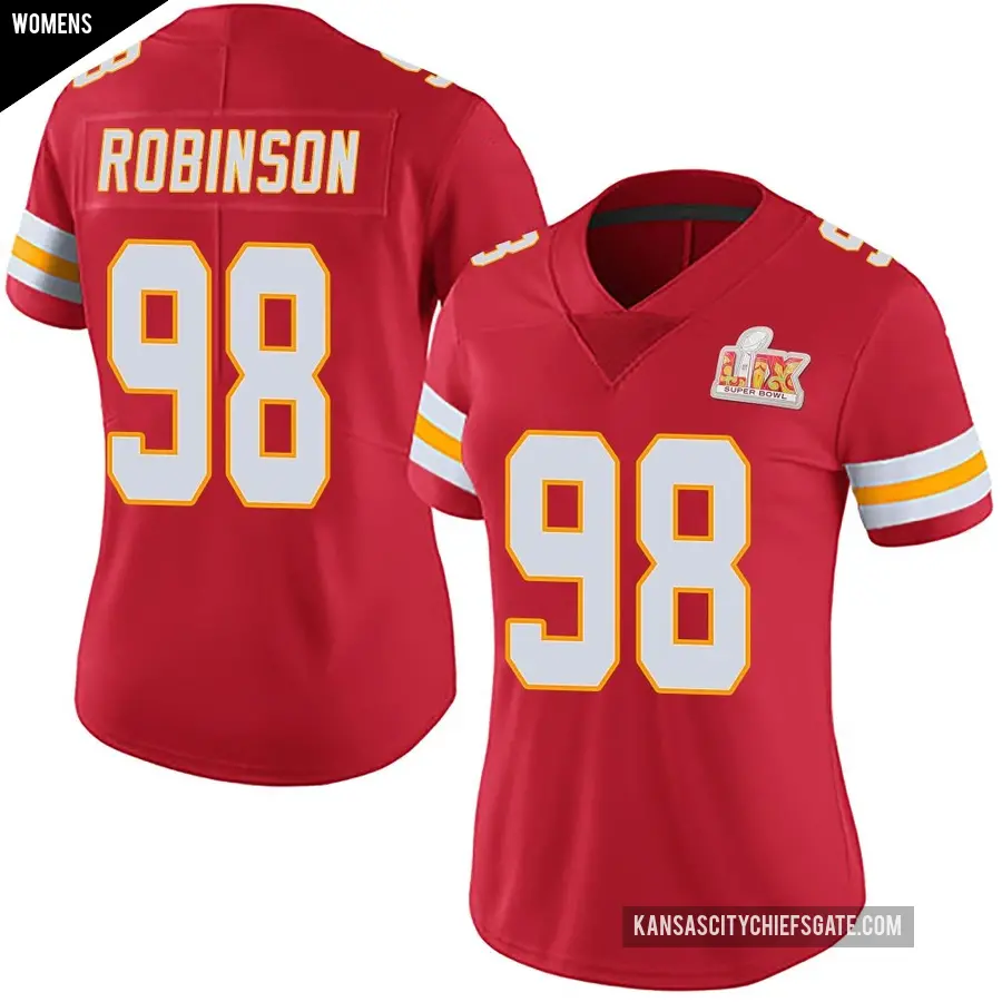 Women's Kansas City Chiefs ＃98 Janarius Robinson Red Limited Team Color Vapor Untouchable Super Bowl LIX Jersey