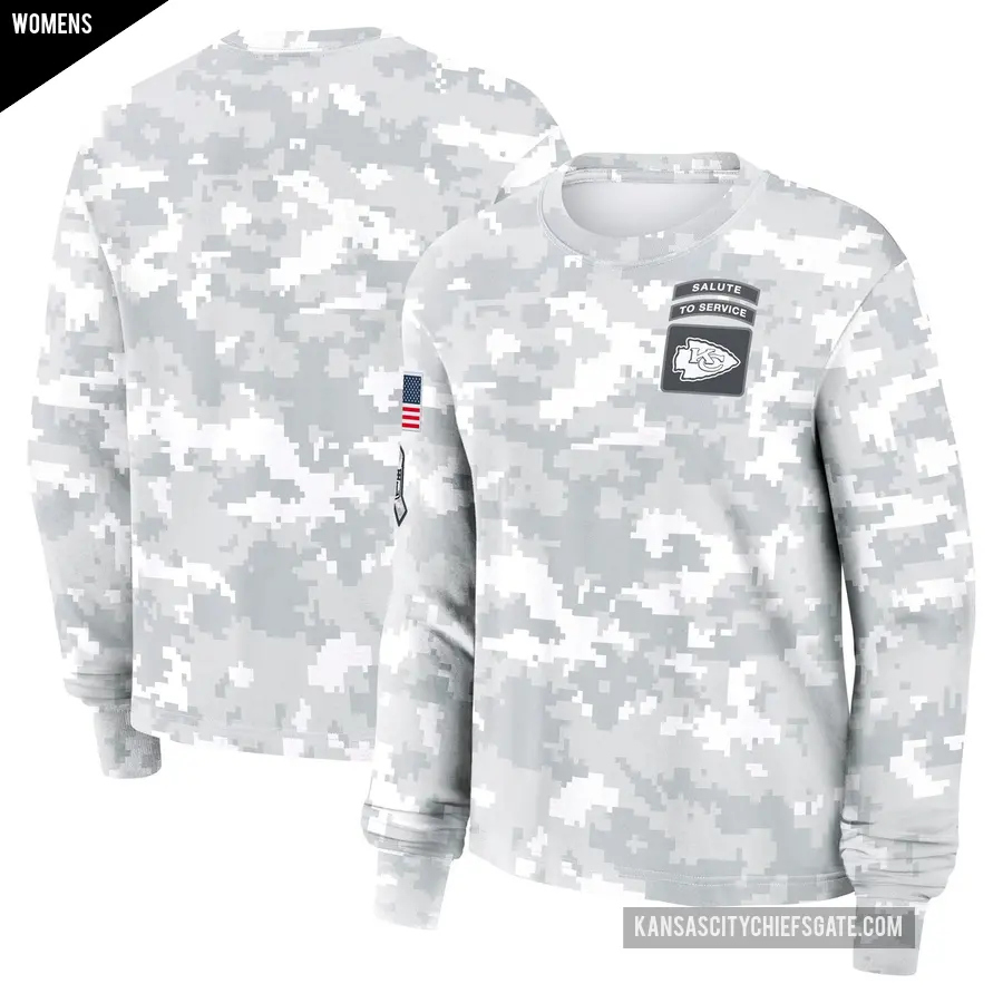 Women's Kansas City Chiefs Arctic Camo 2024 Salute To Service Long Sleeve T-Shirt