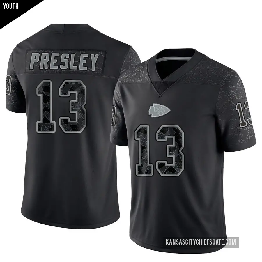 Youth Kansas City Chiefs ＃13 Hal Presley Black Limited Reflective Jersey
