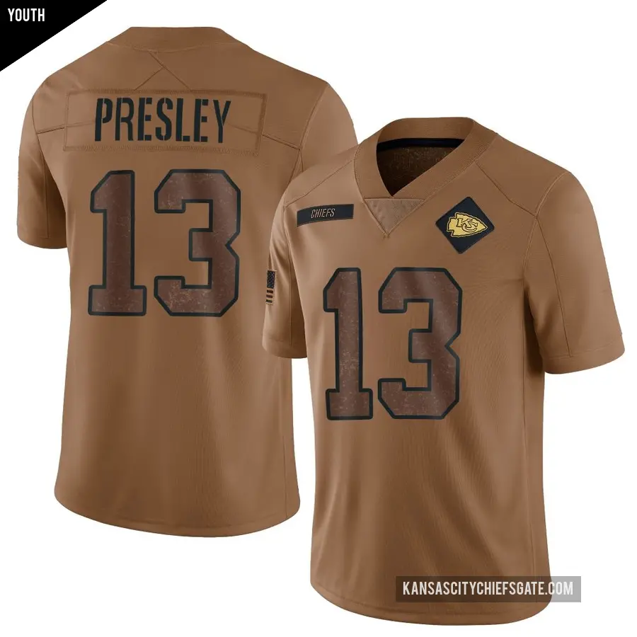 Youth Kansas City Chiefs ＃13 Hal Presley Brown Limited 2023 Salute To Service Jersey