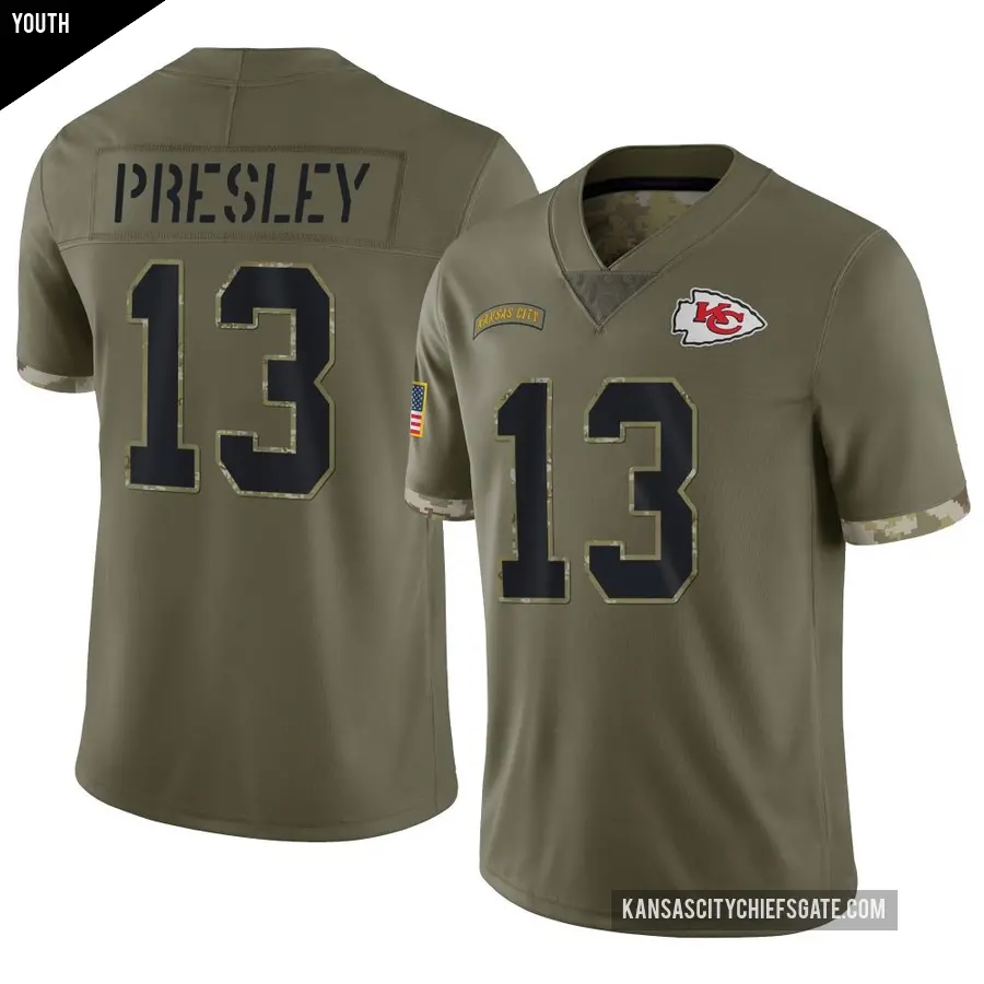 Youth Kansas City Chiefs ＃13 Hal Presley Olive Limited 2022 Salute To Service Jersey
