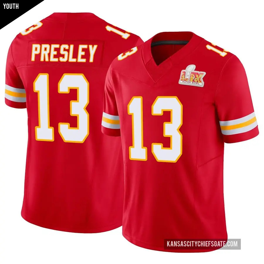 Youth Kansas City Chiefs ＃13 Hal Presley Red Limited Vapor F.U.S.E. Super Bowl LIX Jersey