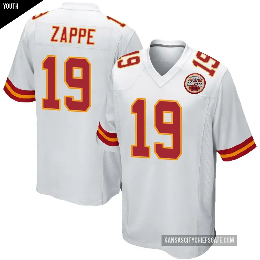 Youth Kansas City Chiefs &#65283;19 Bailey Zappe White Game Jersey
