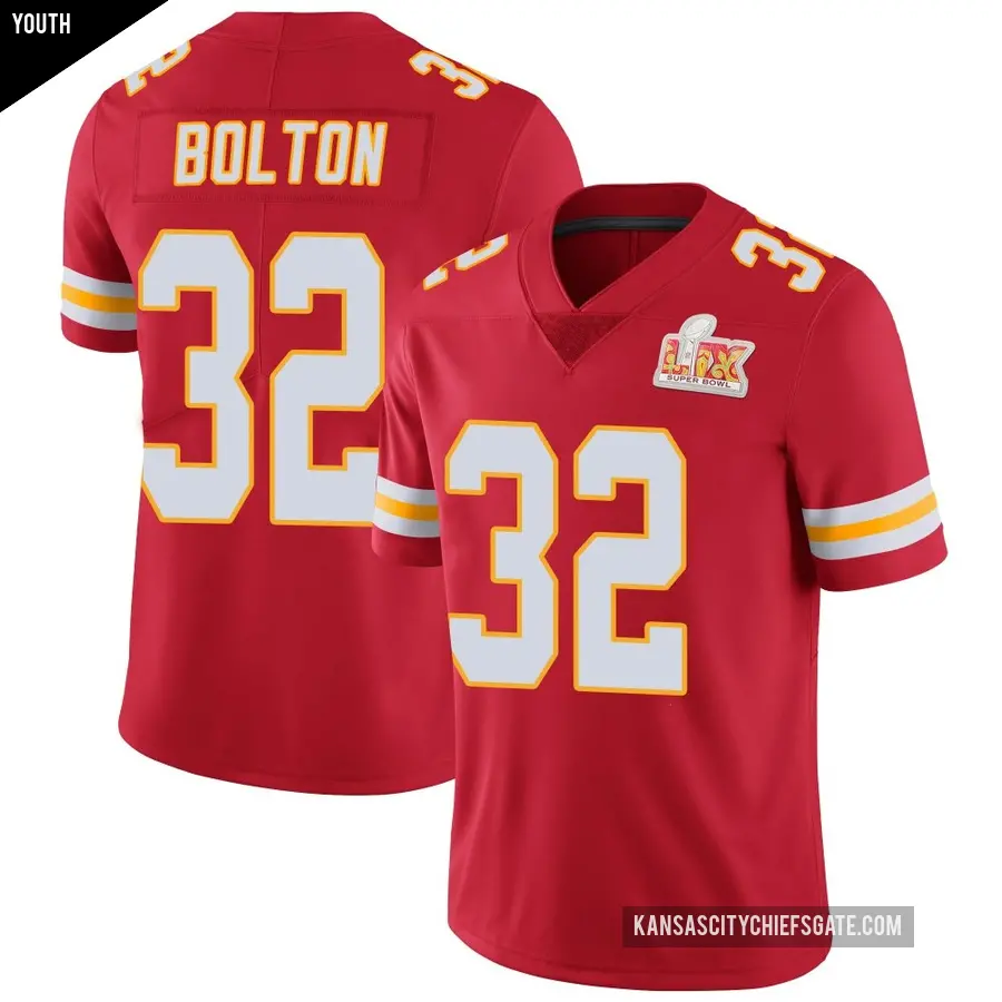 Youth Kansas City Chiefs ＃32 Nick Bolton Red Limited Team Color Vapor Untouchable Super Bowl LIX Jersey