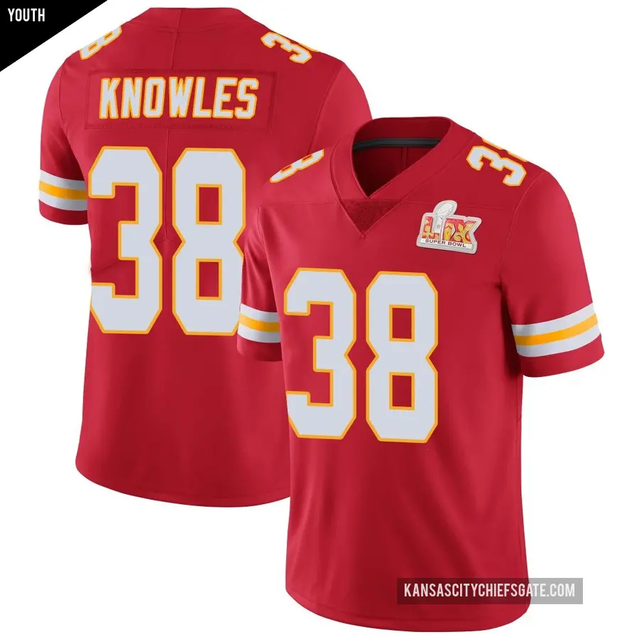 Youth Kansas City Chiefs ＃38 Kevin Knowles Red Limited Team Color Vapor Untouchable Super Bowl LIX Jersey